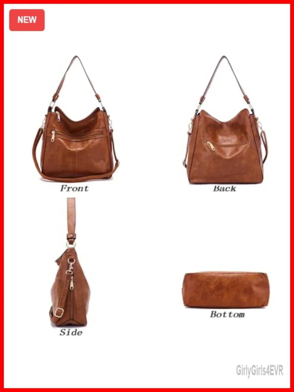 4-Piece Set Including Hobo Crossbody Bag, Tote, Wallet, and Coin Purse in Faux
